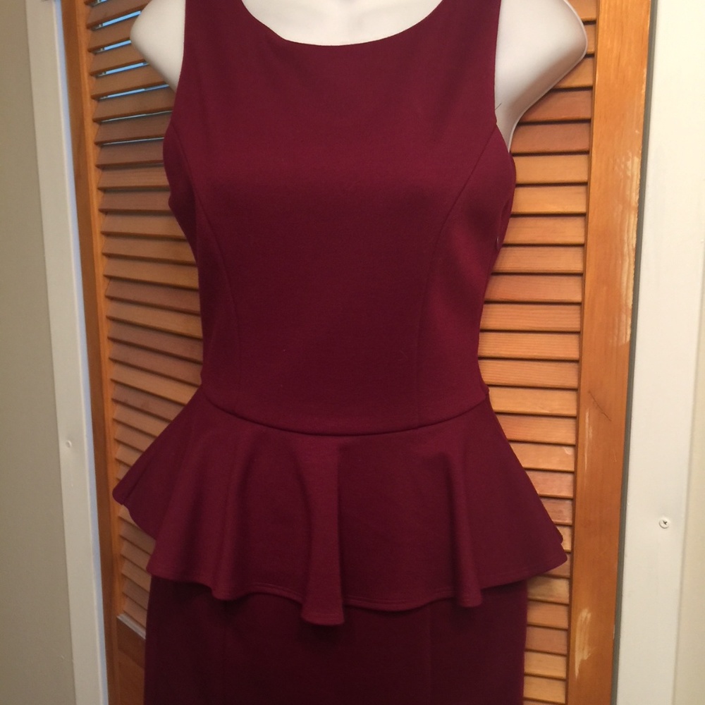 Aqua Wine Peplum Dress